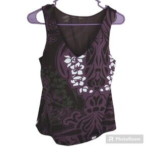 Athleta lotus print bra tank top size 36C Purple Yoga Top Workout Athletic
